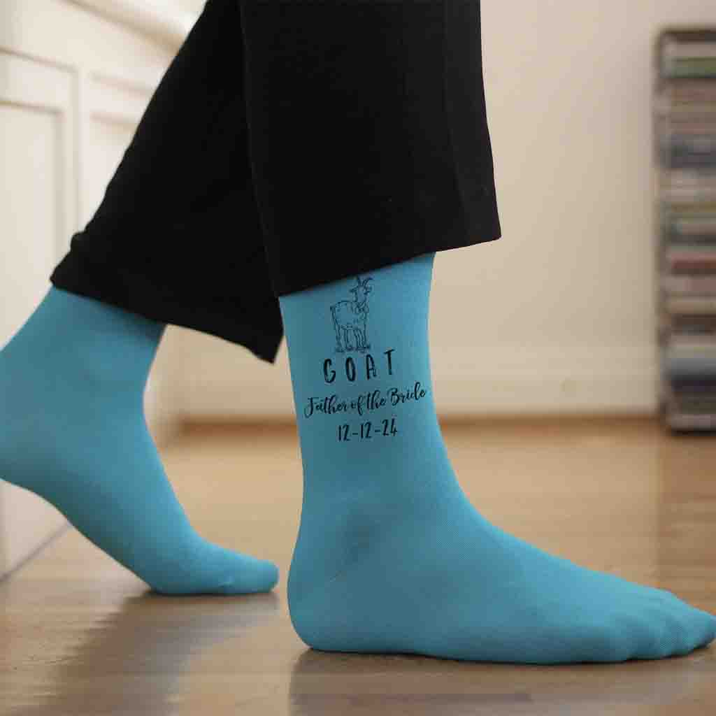 Personalized Wedding Socks for the GOAT Father of the Bride