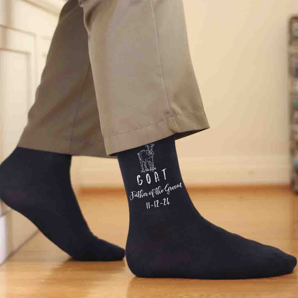 Personalized Wedding Socks for the GOAT Father of the Groom