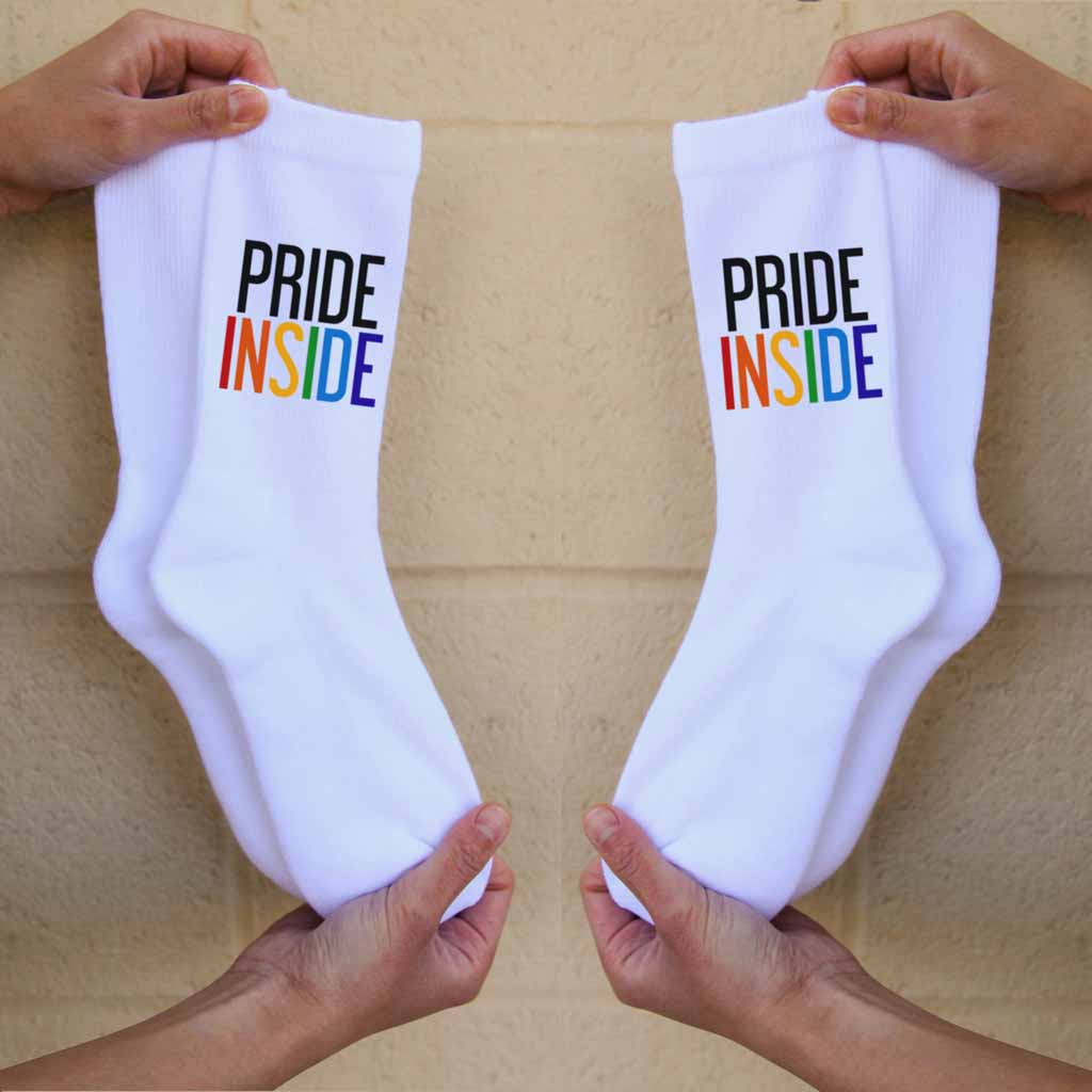 Pride Inside Cotton Crew Socks for the LGBTQ Community