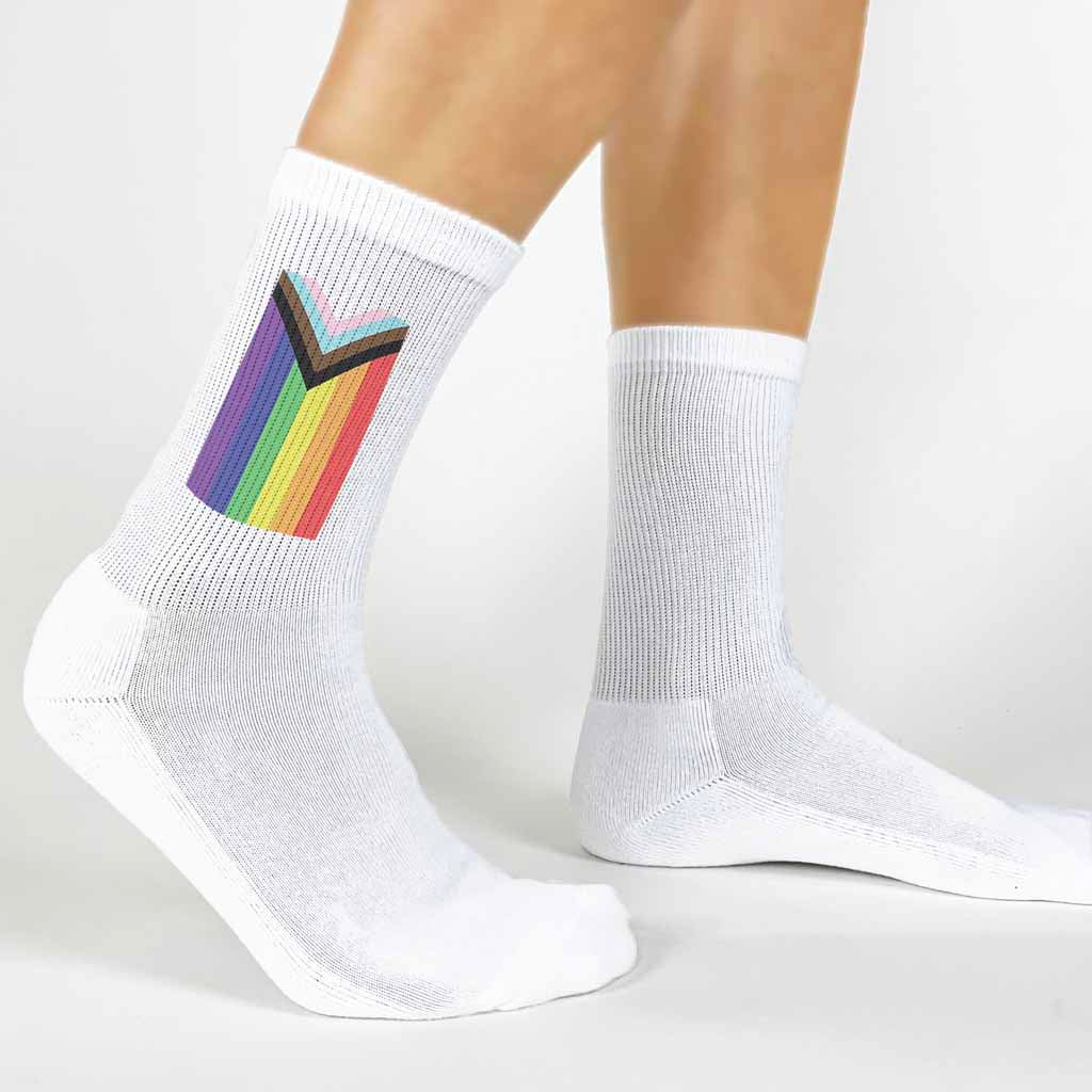 Progress Pride Flag Cotton Crew Socks