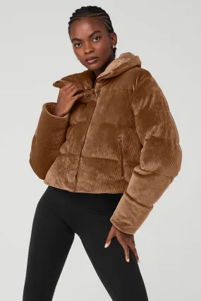 Ribbed Velour Gold Rush Puffer - Cinnamon Brown