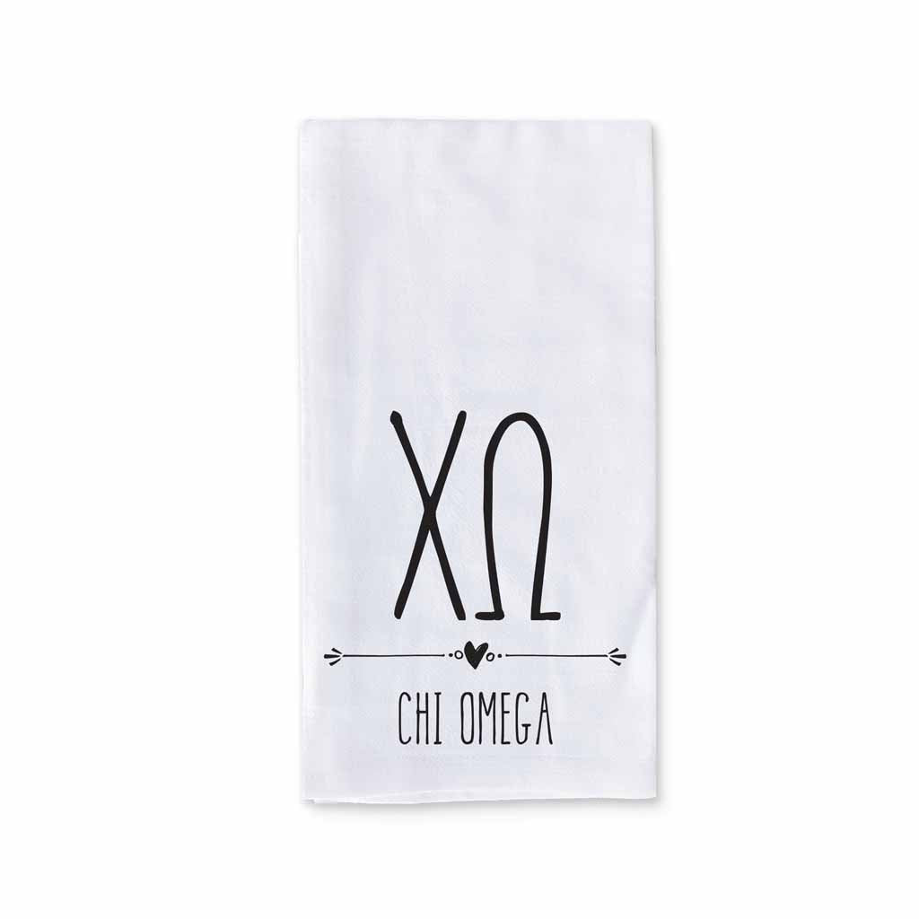 Sorority Kitchen Towel with Boho Greek Letters Design