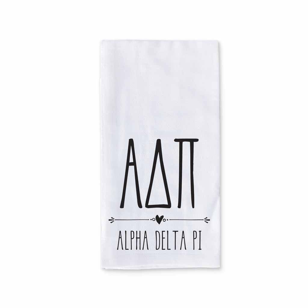 Sorority Kitchen Towel with Boho Greek Letters Design