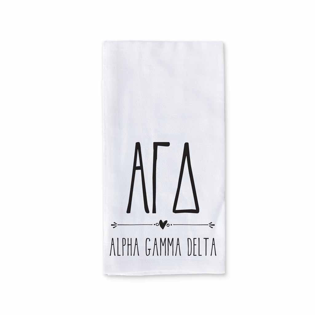 Sorority Kitchen Towel with Boho Greek Letters Design