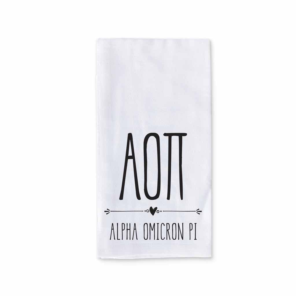 Sorority Kitchen Towel with Boho Greek Letters Design