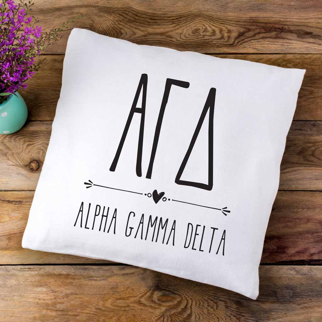 Sorority Pillow Cover - Greek Letters and Name Design