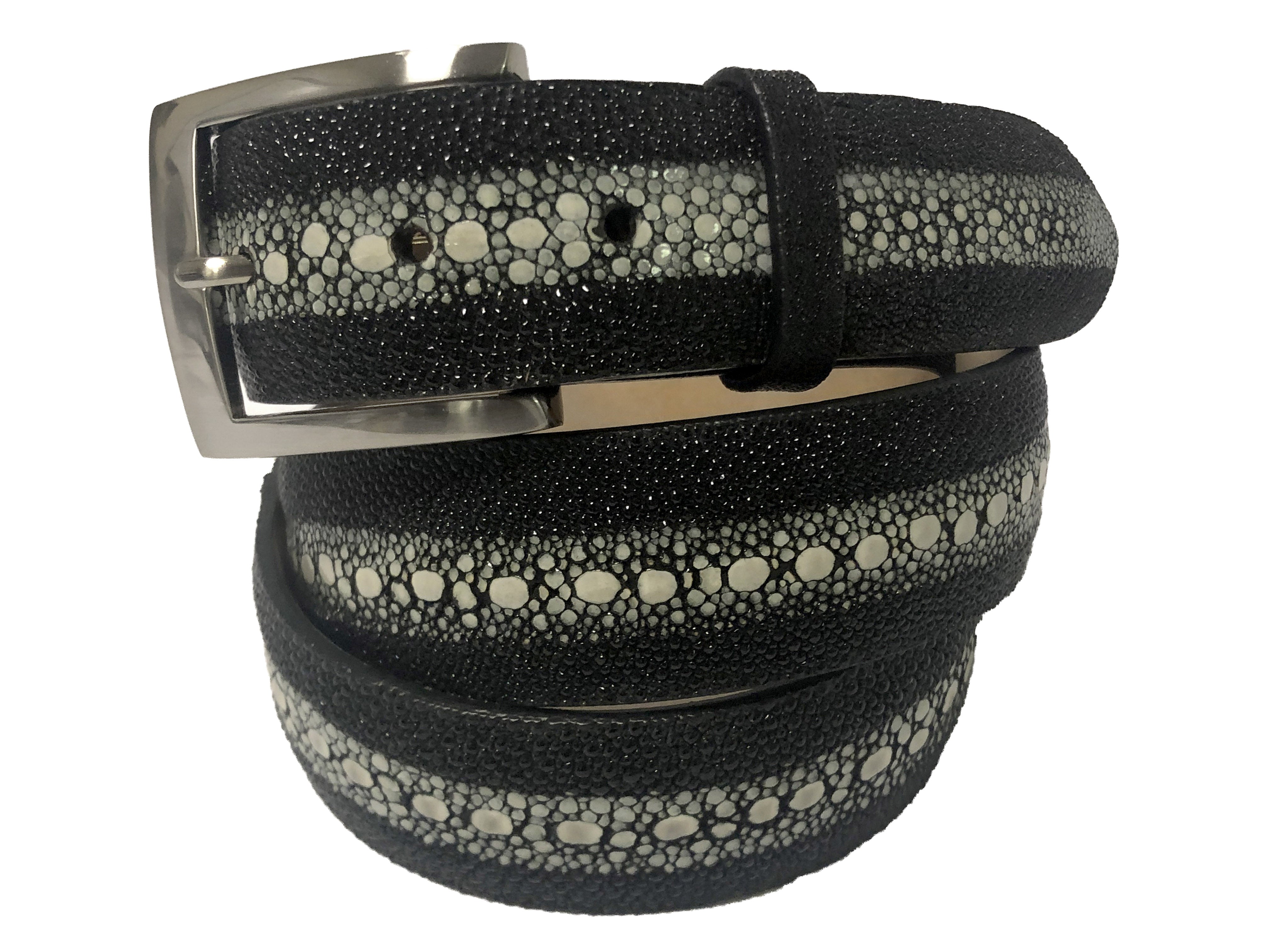 Stingray Skin Belt White/Black