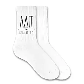 Stylized Sorority Letters and Name Crew Socks