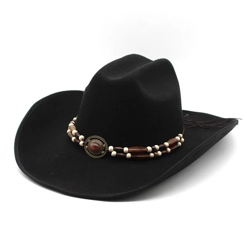 Unisex Vintage Style Fascinator Wool Western Solid Cowboy Cap