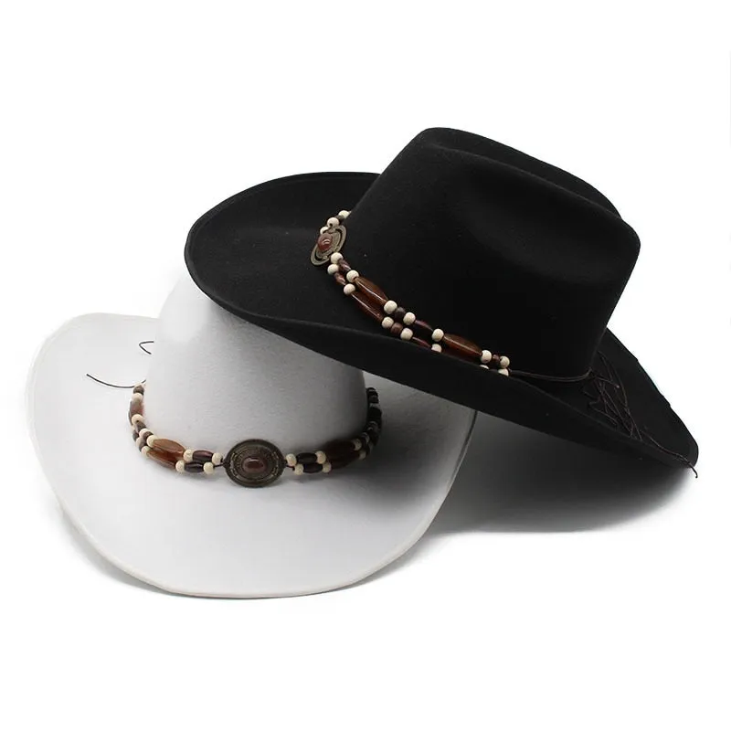 Unisex Vintage Style Fascinator Wool Western Solid Cowboy Cap