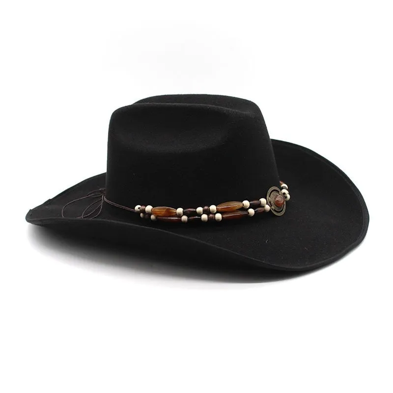 Unisex Vintage Style Fascinator Wool Western Solid Cowboy Cap