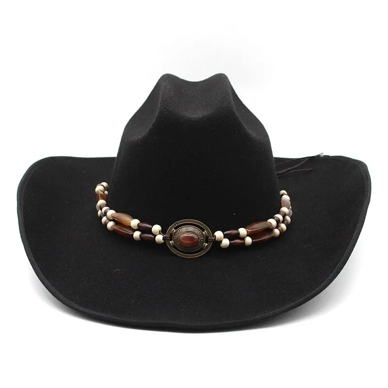 Unisex Vintage Style Fascinator Wool Western Solid Cowboy Cap