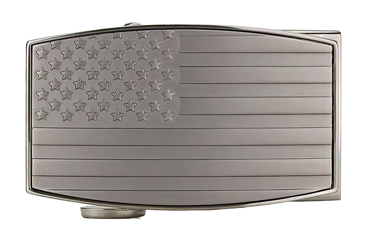 USA Flag Embossed Pewter Aston EDC Buckle, Fits 1 3/8 Straps