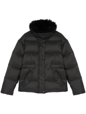 Yves Salomon lambswool-trim puffer jacket - Black